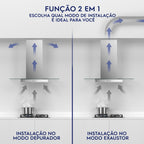 Coifa de Ilha Efficient Electrolux CE9IX 90cm Luz de Led Inox/Vidro 220V