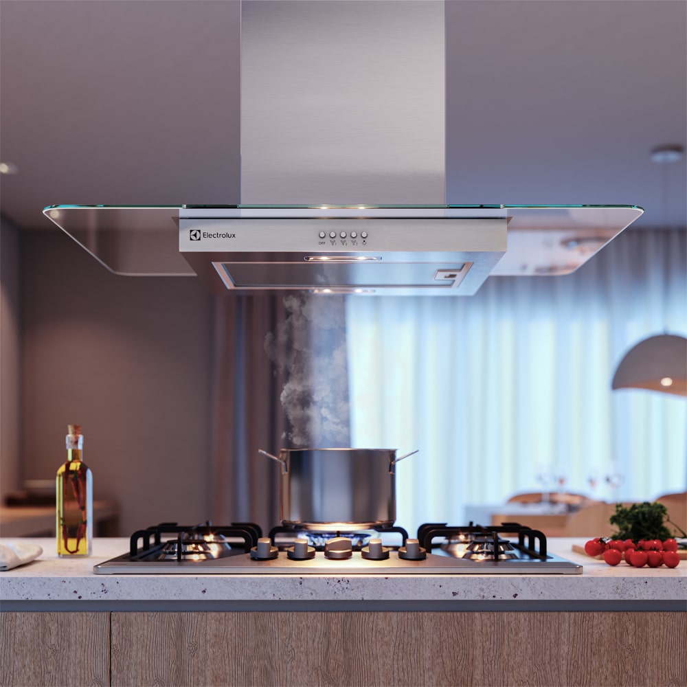 Coifa de Ilha Efficient Electrolux CE9IX 90cm Luz de Led Inox/Vidro 220V