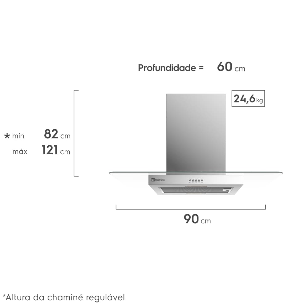 Coifa de Ilha Efficient Electrolux CE9IX 90cm Luz de Led Inox/Vidro 220V