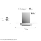 Coifa de Ilha Efficient Electrolux CE9IX 90cm Luz de Led Inox/Vidro 220V