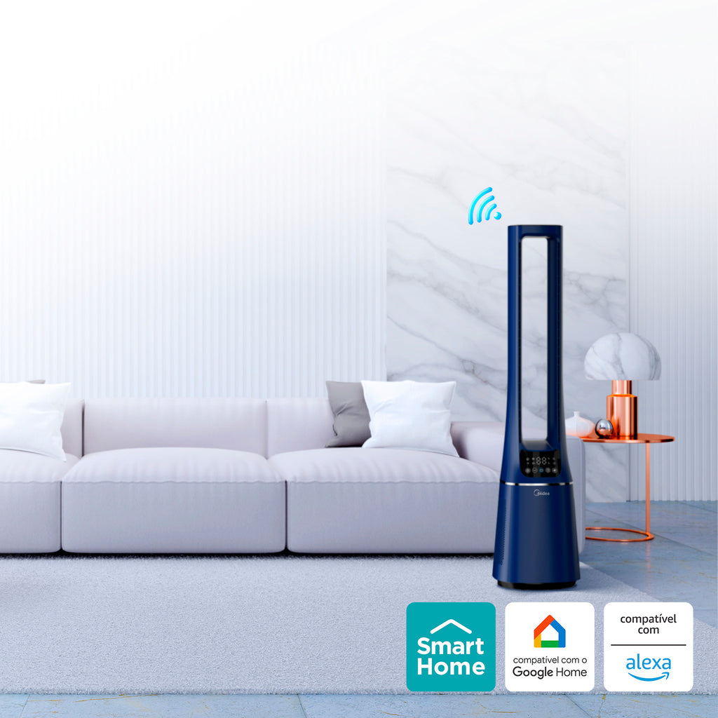 Ventilador de Torre Midea Smart Air Bladeless VTB180A3 Azul Escuro Bivolt