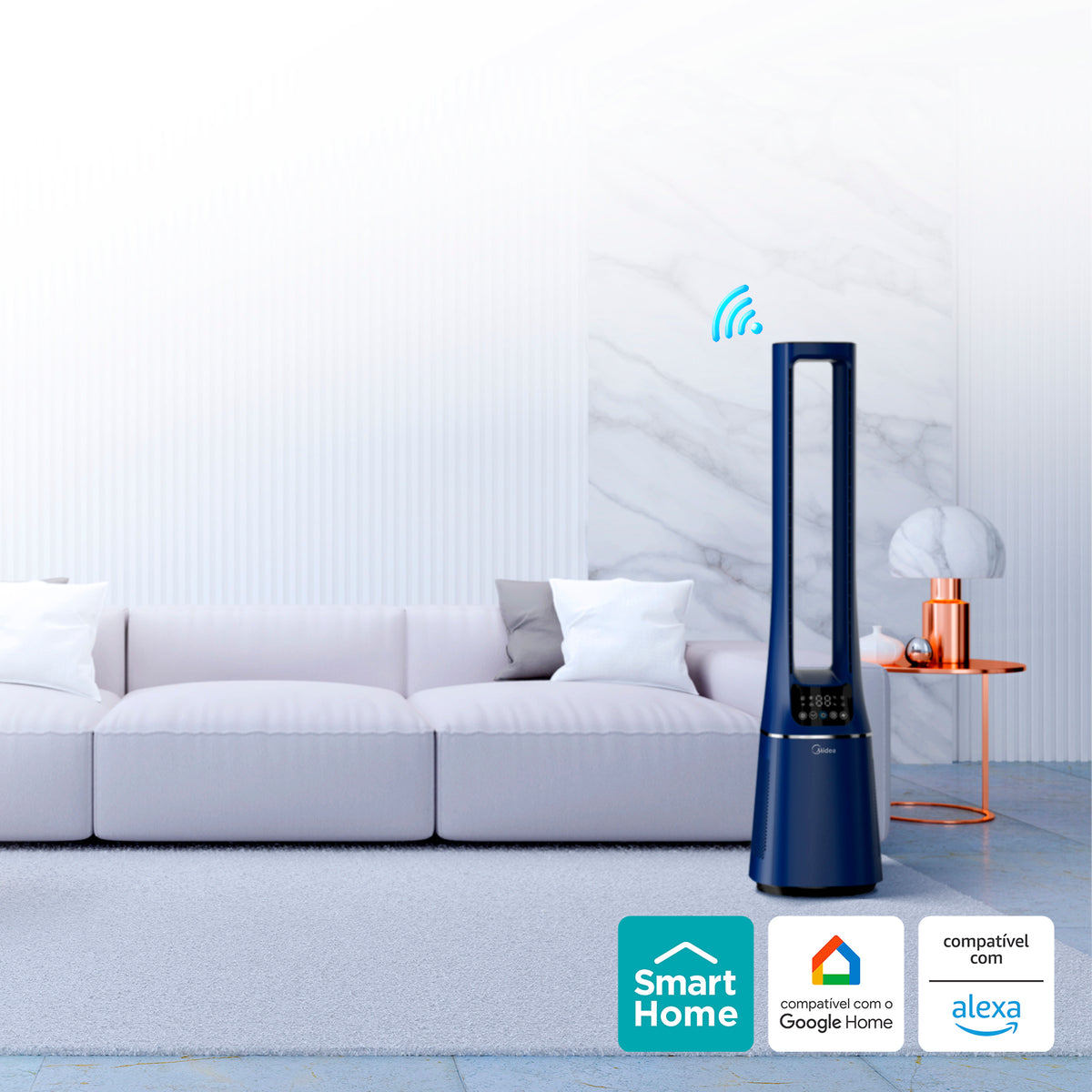 Ventilador de Torre Midea Smart Air Bladeless VTB180A3 Azul Escuro Bivolt