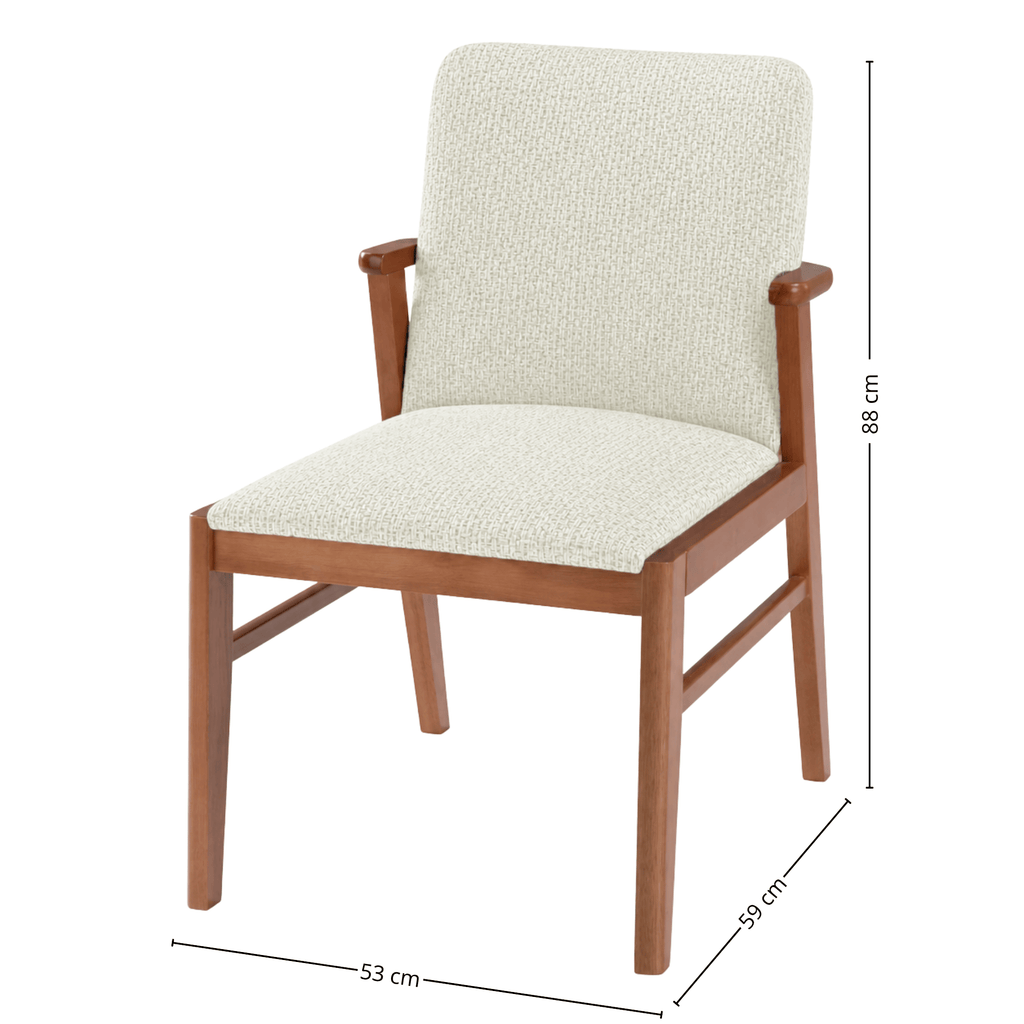 Cadeira Betina Artsoli Castanho Claro Linho Off White
