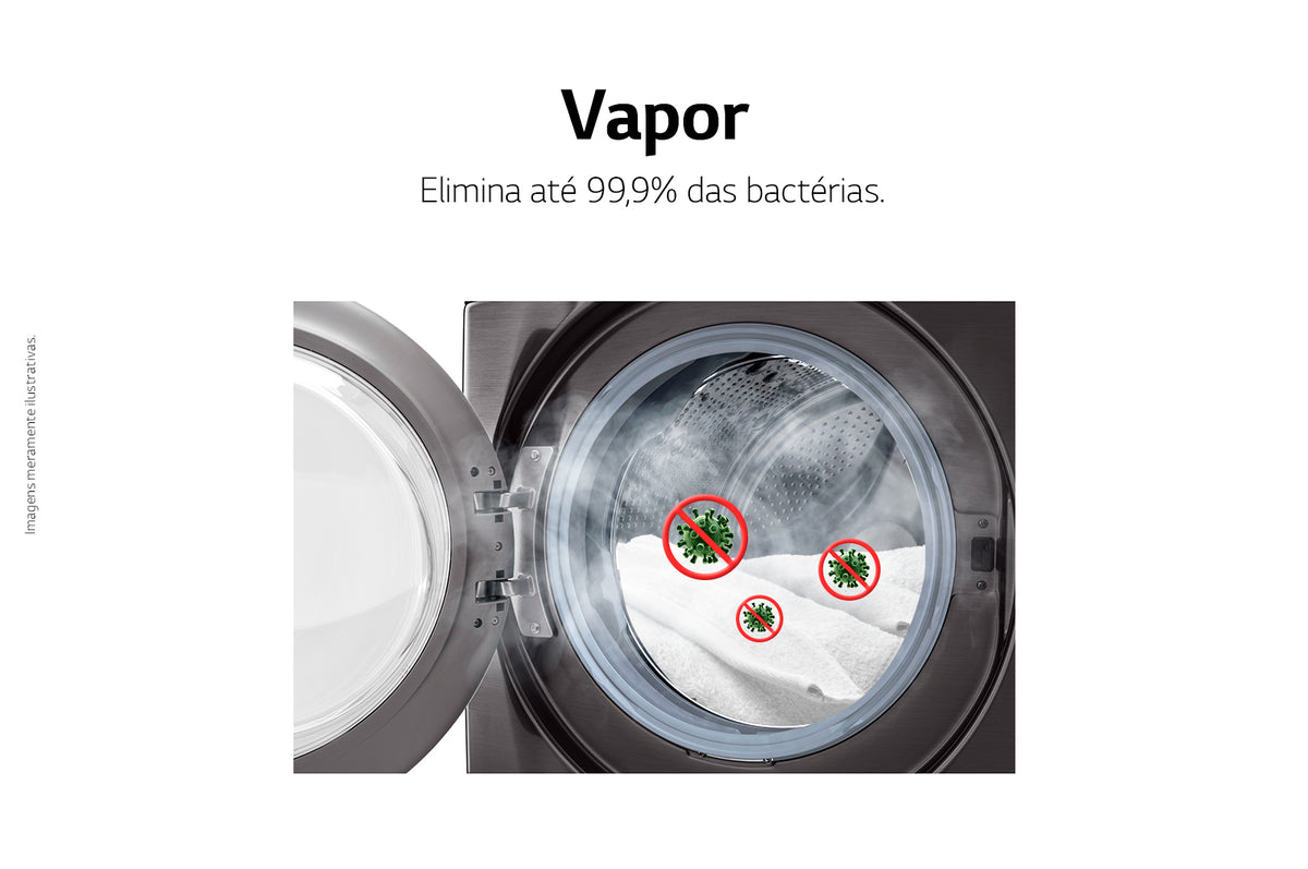 Lavadora e Secadora 17kg LG Torre WashTower AI DD Smart Black Inox 220V