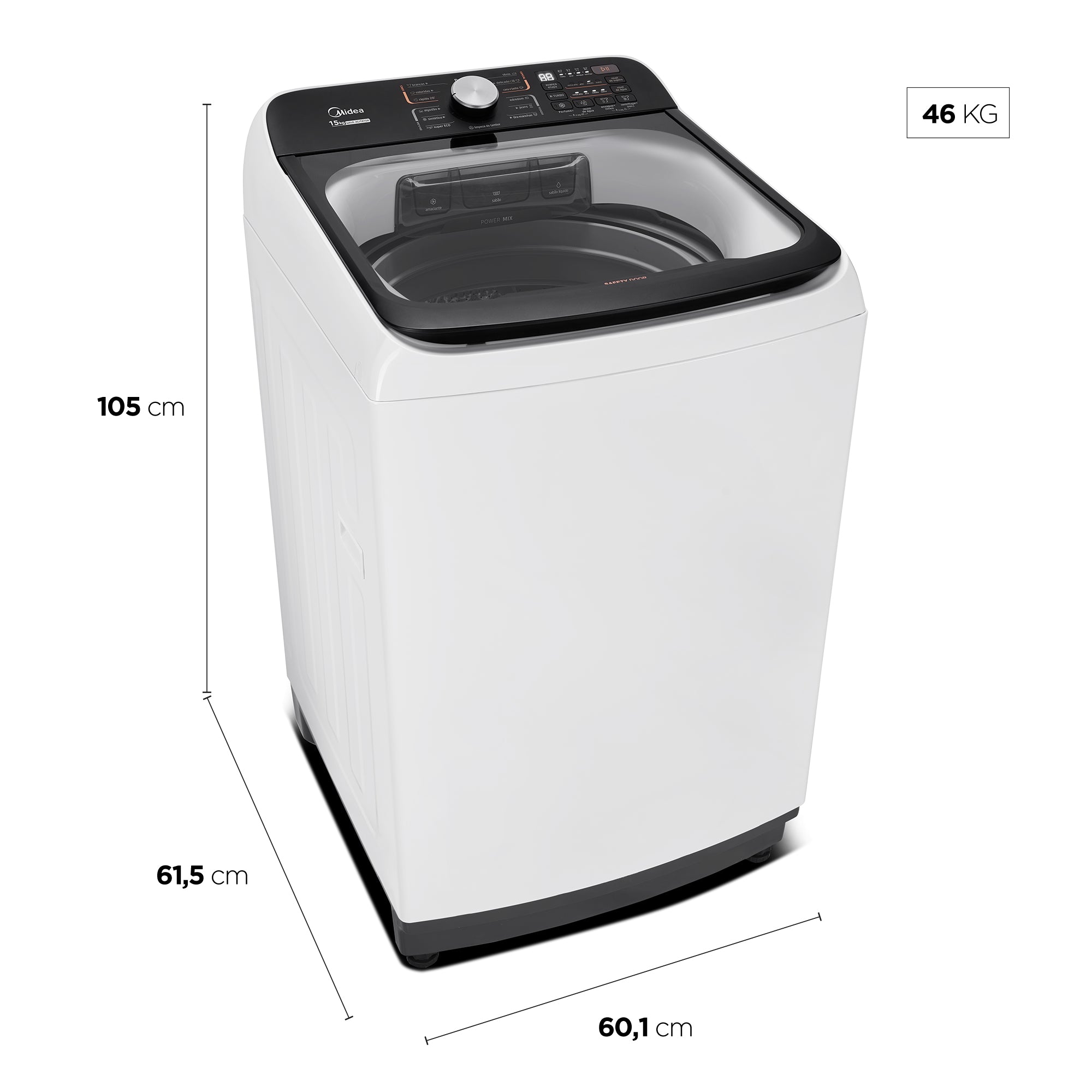 Lavadora de Roupas Midea 15KG Wave Agitador Branco 220V