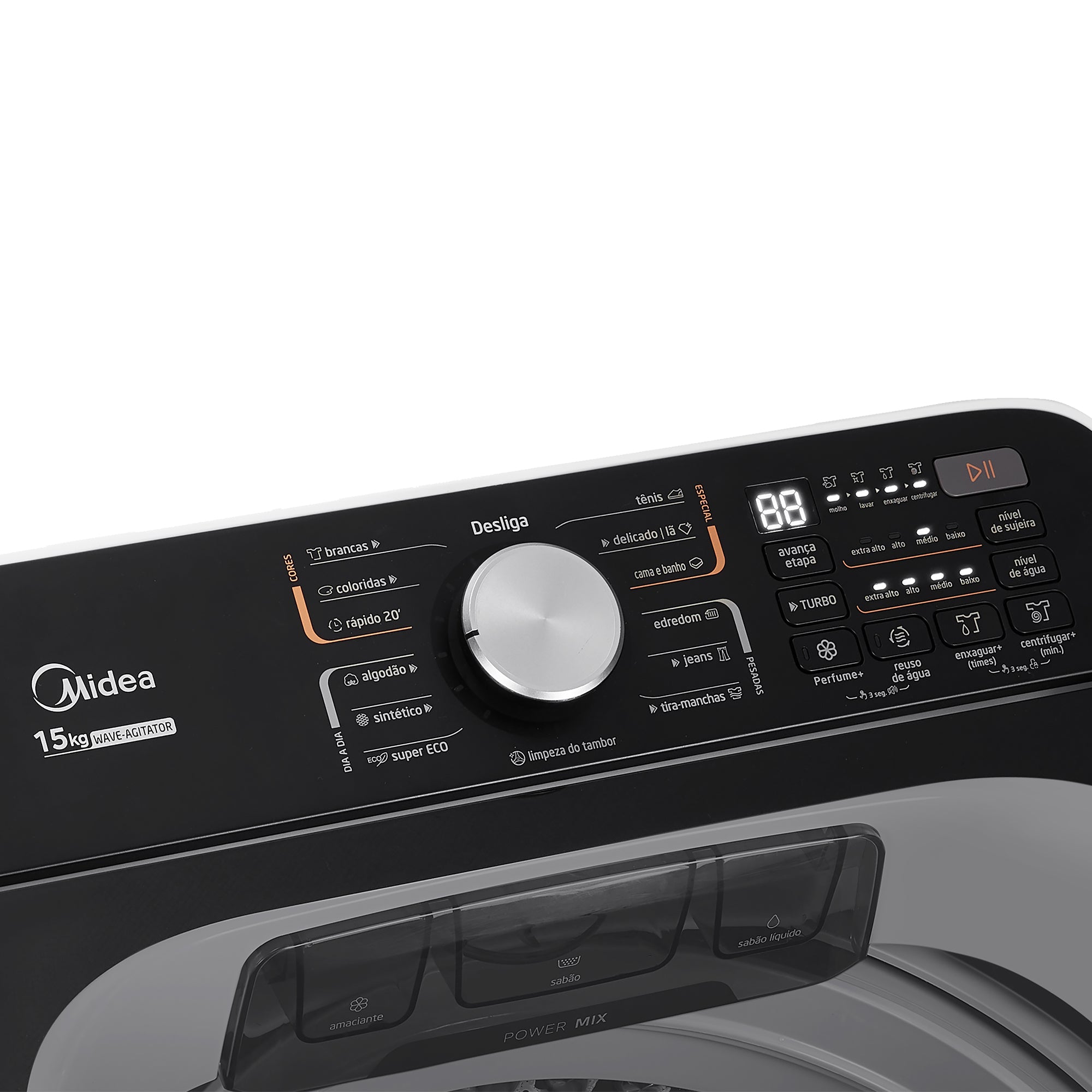 Lavadora de Roupas Midea 15KG Wave Agitador Branco 220V