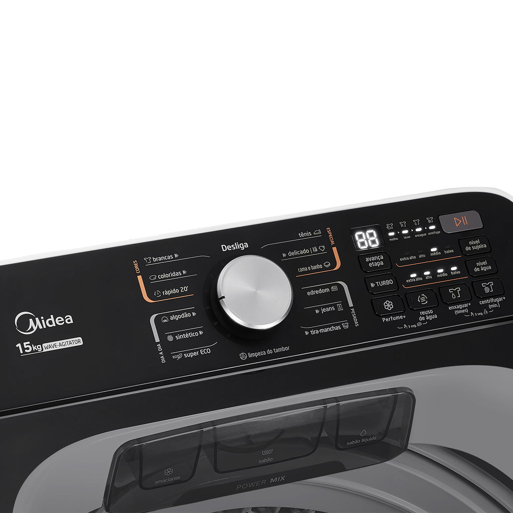 Lavadora de Roupas Midea 15KG Wave Agitador Branco 220V
