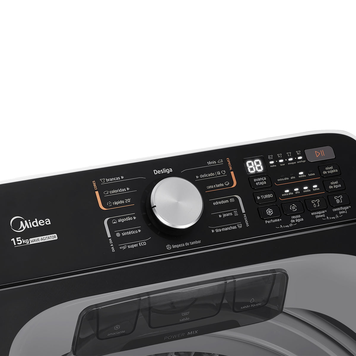 Lavadora de Roupas Midea 15KG Wave Agitador Branco 220V