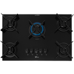 Cooktop a Gás Fischer 5 Bocas Fit Line Trempe Iron Vidro Preto Bivolt