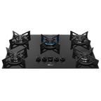 Cooktop a Gás Fischer 5 Bocas Fit Line Trempe Iron Vidro Preto Bivolt
