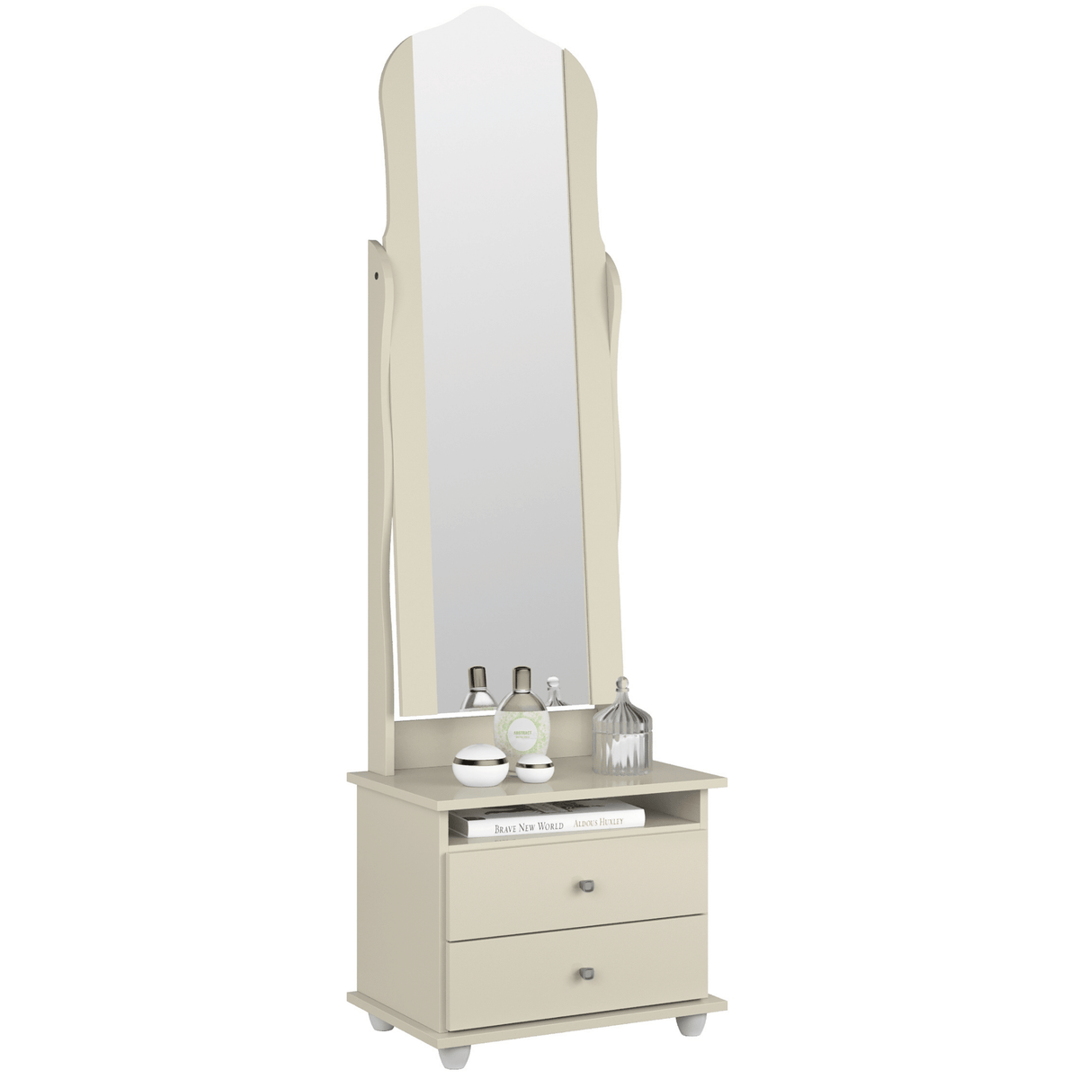Toucador Magic New Patrimar 2 Gavetas com Espelho Off White