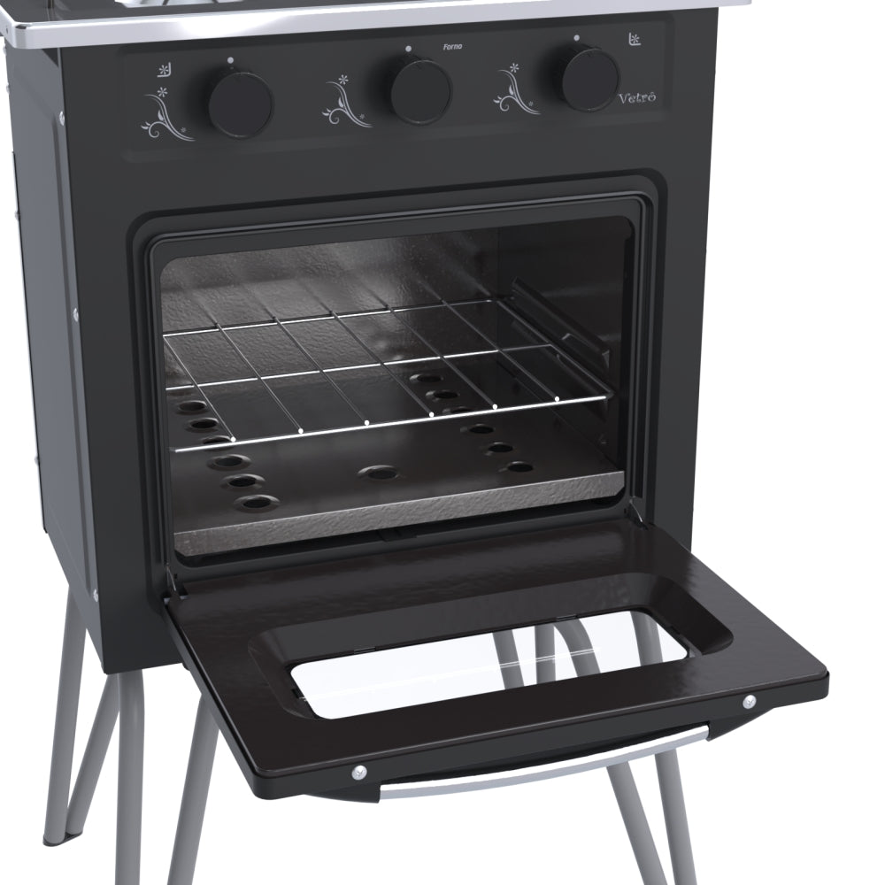 Fogão à Gás Portátil 2 Bocas Gemini Vetro Venax Preto Fosco 220V