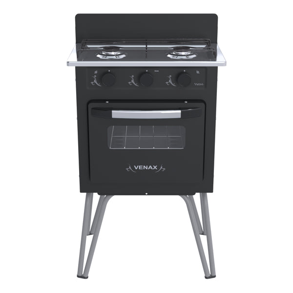 Fogão à Gás Portátil 2 Bocas Gemini Vetro Venax Preto Fosco 220V