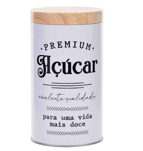 Lata Para Açucar De Metal Dolcci 1500ml Branca  Mai Home Branco