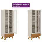 Cristaleira Línea Marsala Retrô 71cm 2 Portas Vidro e 1 Gaveta Nature/Off White