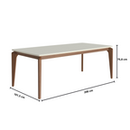 Mesa Retangular Lauren Província 208x101cm Natural Tampo com Vidro Off White