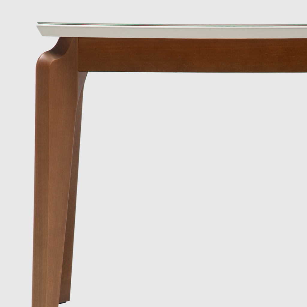 Mesa Retangular Lauren Província 208x101cm Natural Tampo com Vidro Off White