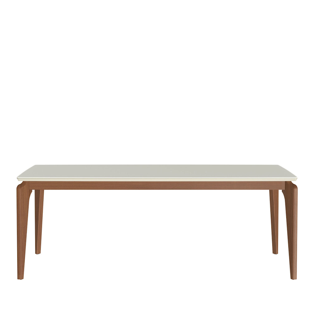 Mesa Retangular Lauren Província 208x101cm Natural Tampo com Vidro Off White