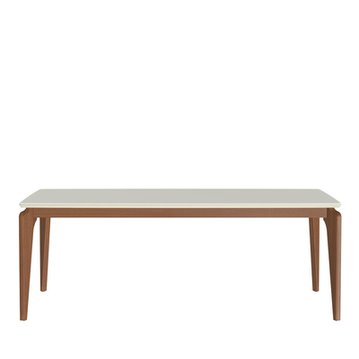 Mesa Retangular Lauren Província 208x101cm Natural Tampo com Vidro Off White