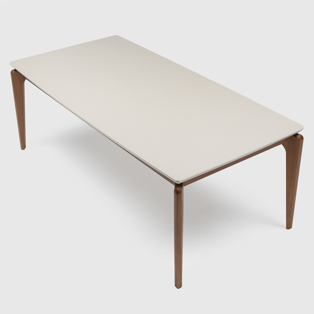 Mesa Retangular Lauren Província 208x101cm Natural Tampo com Vidro Off White