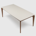 Mesa Retangular Lauren Província 208x101cm Natural Tampo com Vidro Off White