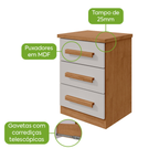 Mesa de Cabeceira Baião Lopas 3 Gavetas Amêndoa e Off White