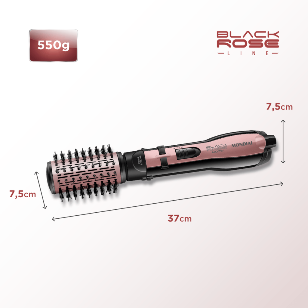 Escova Rotativa Mondial Golden 5 em 1 1200W Black Rose 220V