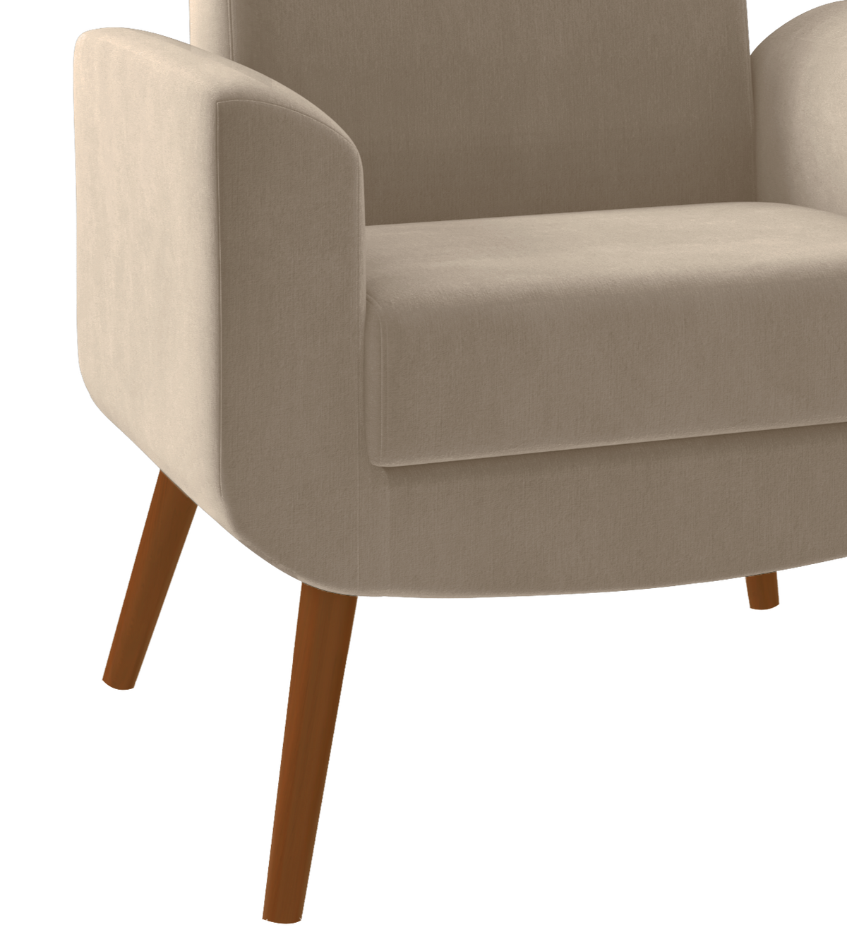Poltrona Turim 74cm Konfort Pé Palito Castanho Veludo Capuccino