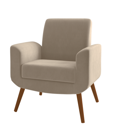 Poltrona Turim 74cm Konfort Pé Palito Castanho Veludo Capuccino
