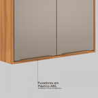 Armário Aéreo de Cozinha Plena Demóbile 100%MDF 80cm 2 Portas Cinamomo e Nude