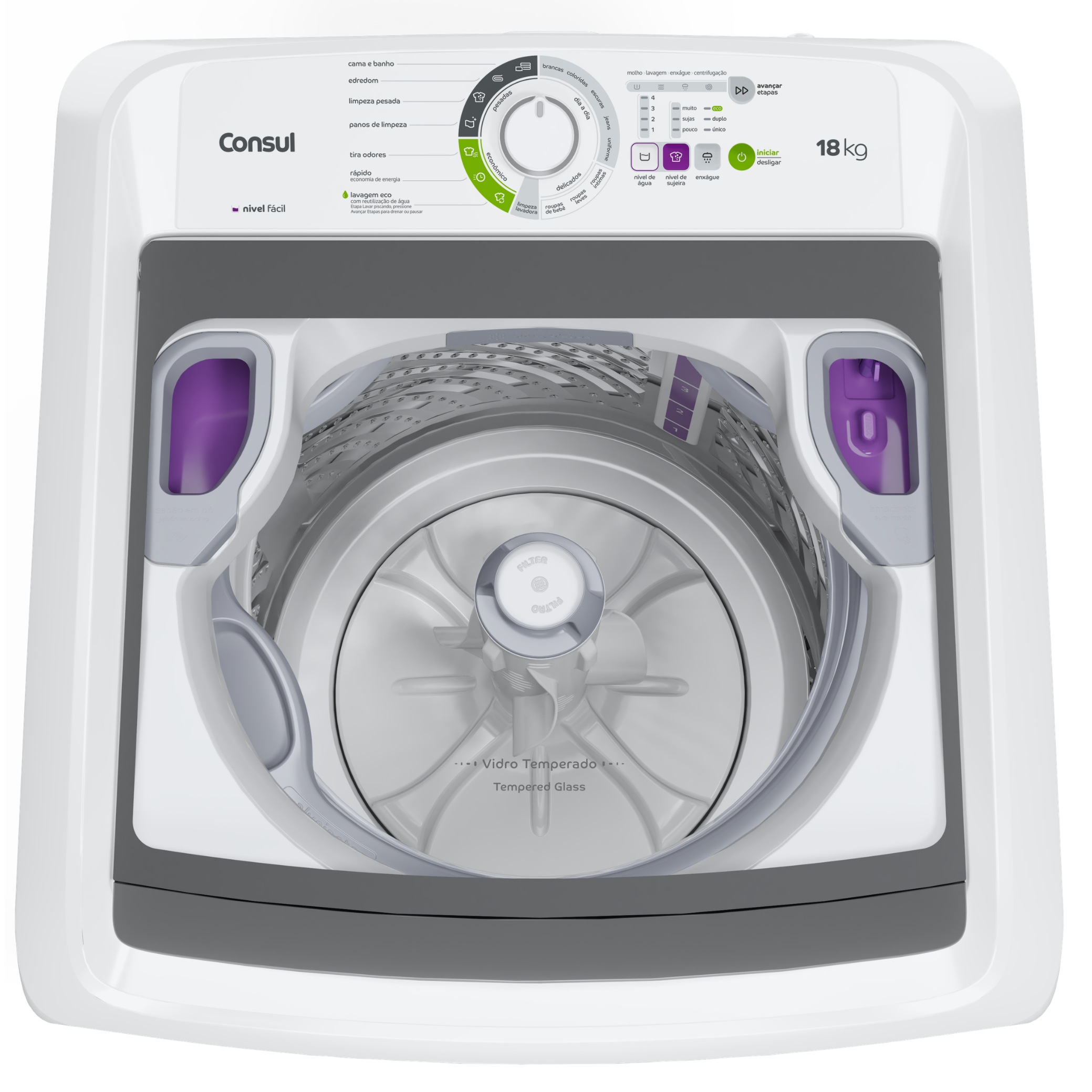 Lavadora de Roupas Consul 18Kg CWK18A Ciclo Edredom Branco 220V