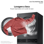 Lavadora e Secadora 14kg LG Torre WashTower AI DD Smart Black Inox 220V