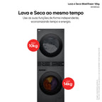 Lavadora e Secadora 14kg LG Torre WashTower AI DD Smart Black Inox 220V
