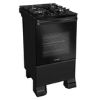 Fogão 4 bocas Mueller MFV4BF com Mesa de Vidro e grades de Ferro Fundido Preto Fosco Bivolt