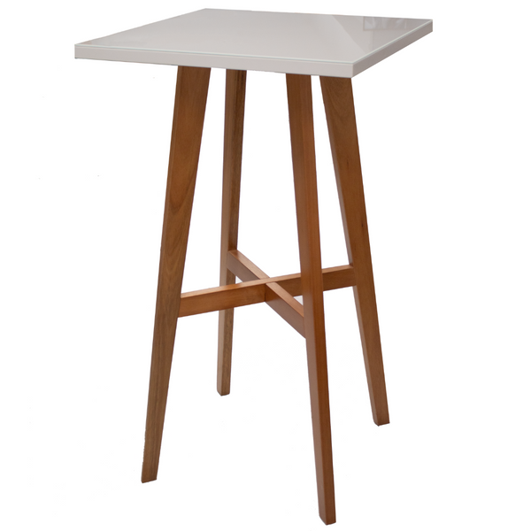 Mesa Bistrô Sara Artsoli Castanho Claro com Vidro Off White