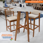 Mesa Bistrô Sara Artsoli Castanho Claro com Vidro Off White