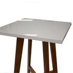 Mesa Bistrô Sara Artsoli Castanho Claro com Vidro Off White