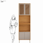Paneleiro Torre Quente Plena Demóbile 100% MDF 70cm 4 Portas Cinamomo e Nude