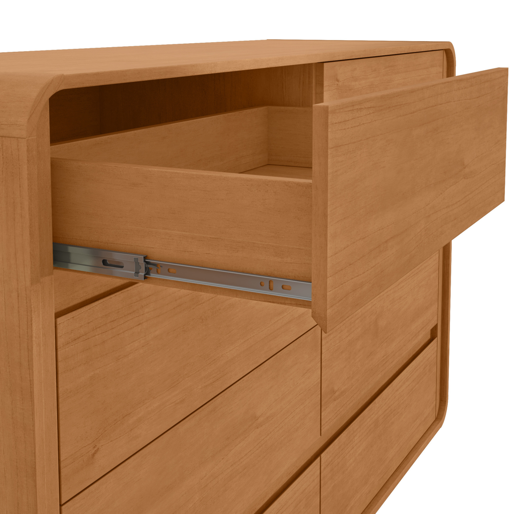 Cômoda Loop II Lopas 8 Gavetas 152cm Amêndoa Clean