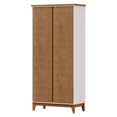 Roupeiro Prata Finestra 83cm 2 Portas 5 Prateleiras Off White e Freijó