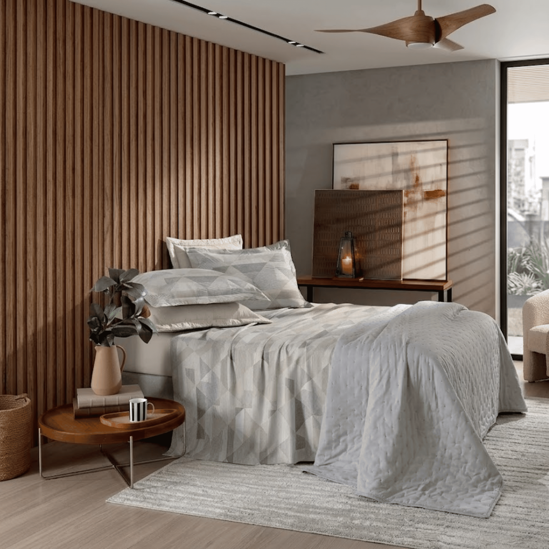 Jogo de Roupa de Cama King 4 peças Hedrons Toque de Algodão Prisma