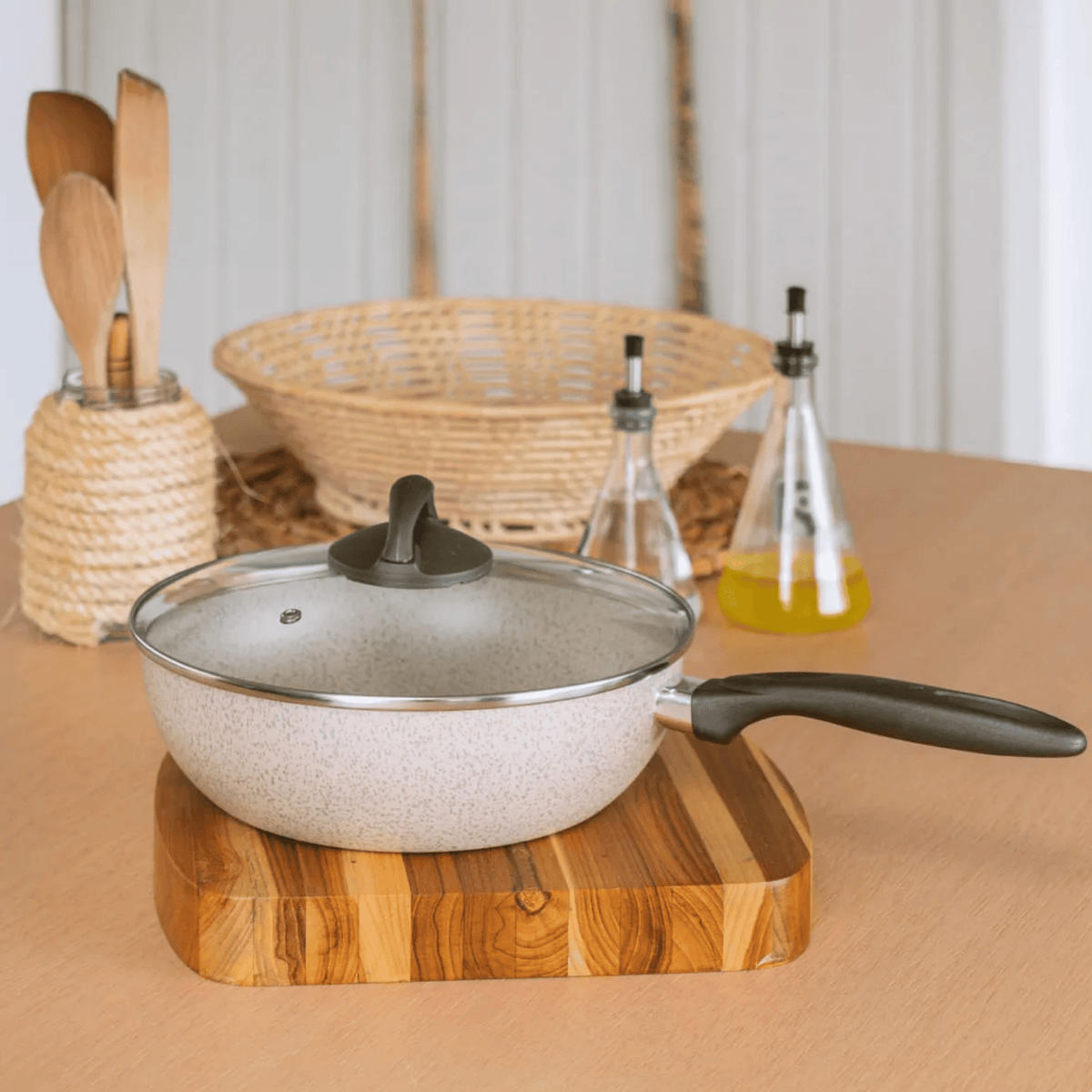 Frigideira Wok Ceramic Life Brinox Suprema 4,65 Litros Vanilla
