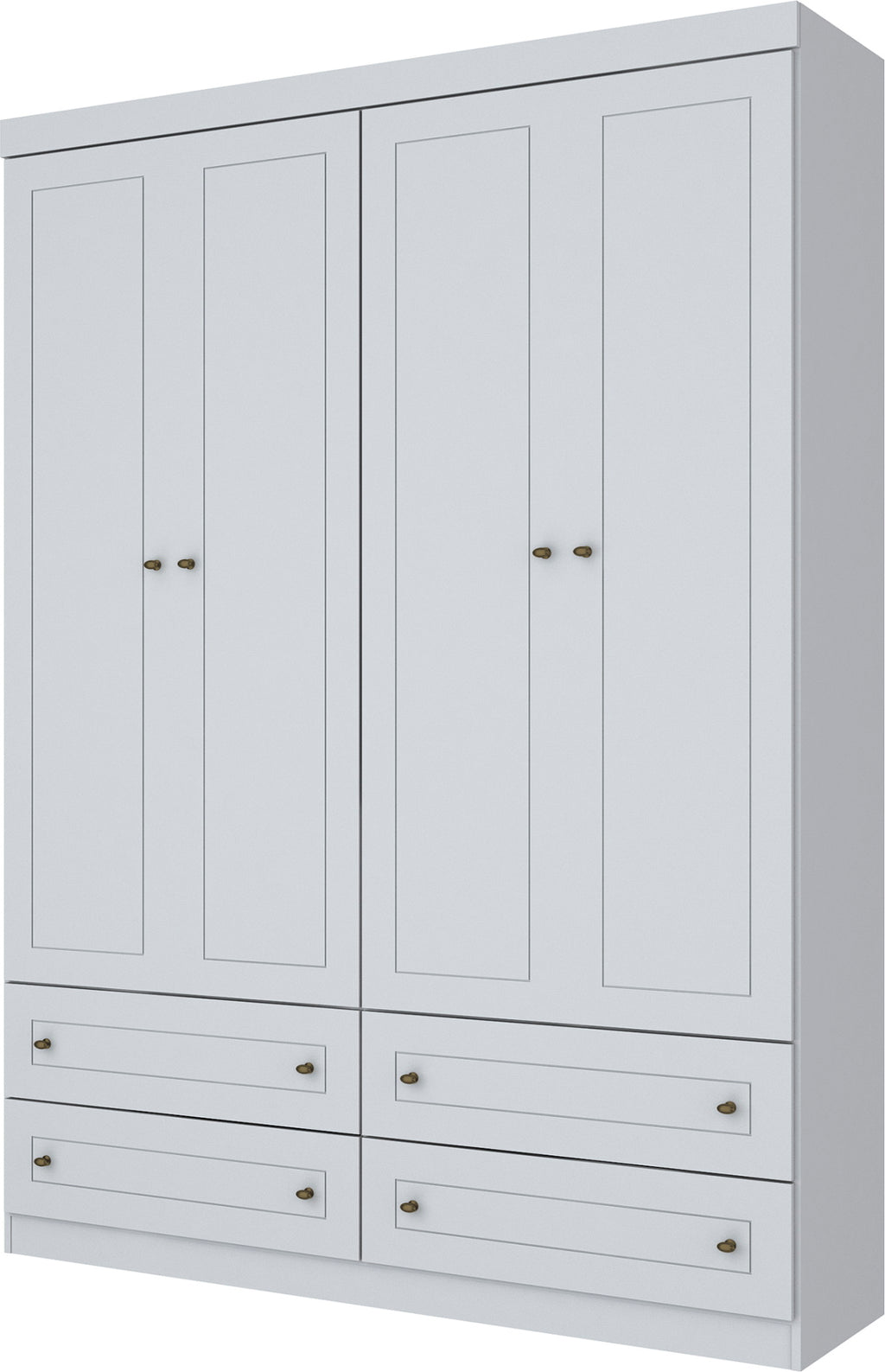 Roupeiro Americano Henn 159cm 4 Portas 4 Gavetas Branco
