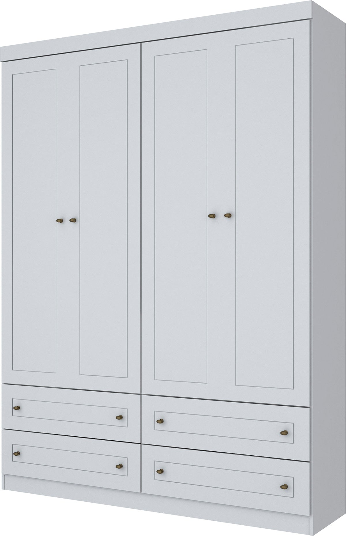 Roupeiro Americano Henn 159cm 4 Portas 4 Gavetas Branco