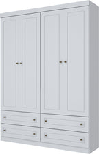 Roupeiro Americano Henn 159cm 4 Portas 4 Gavetas Branco