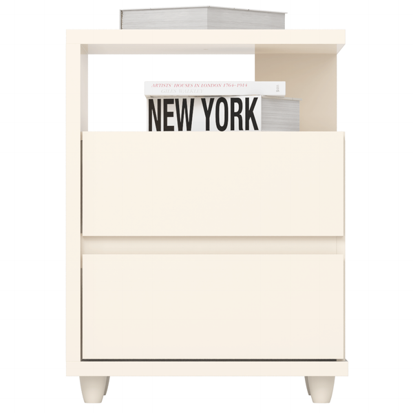Mesa de Cabeceira Campeche Henn 2 Gavetas Off White