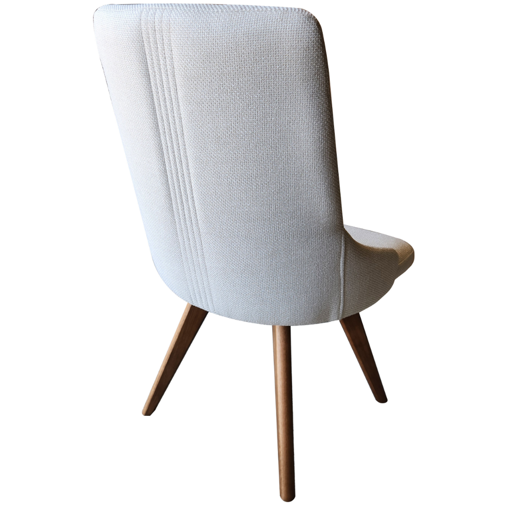 Cadeira Lais Menegaz Noce Linho Off White