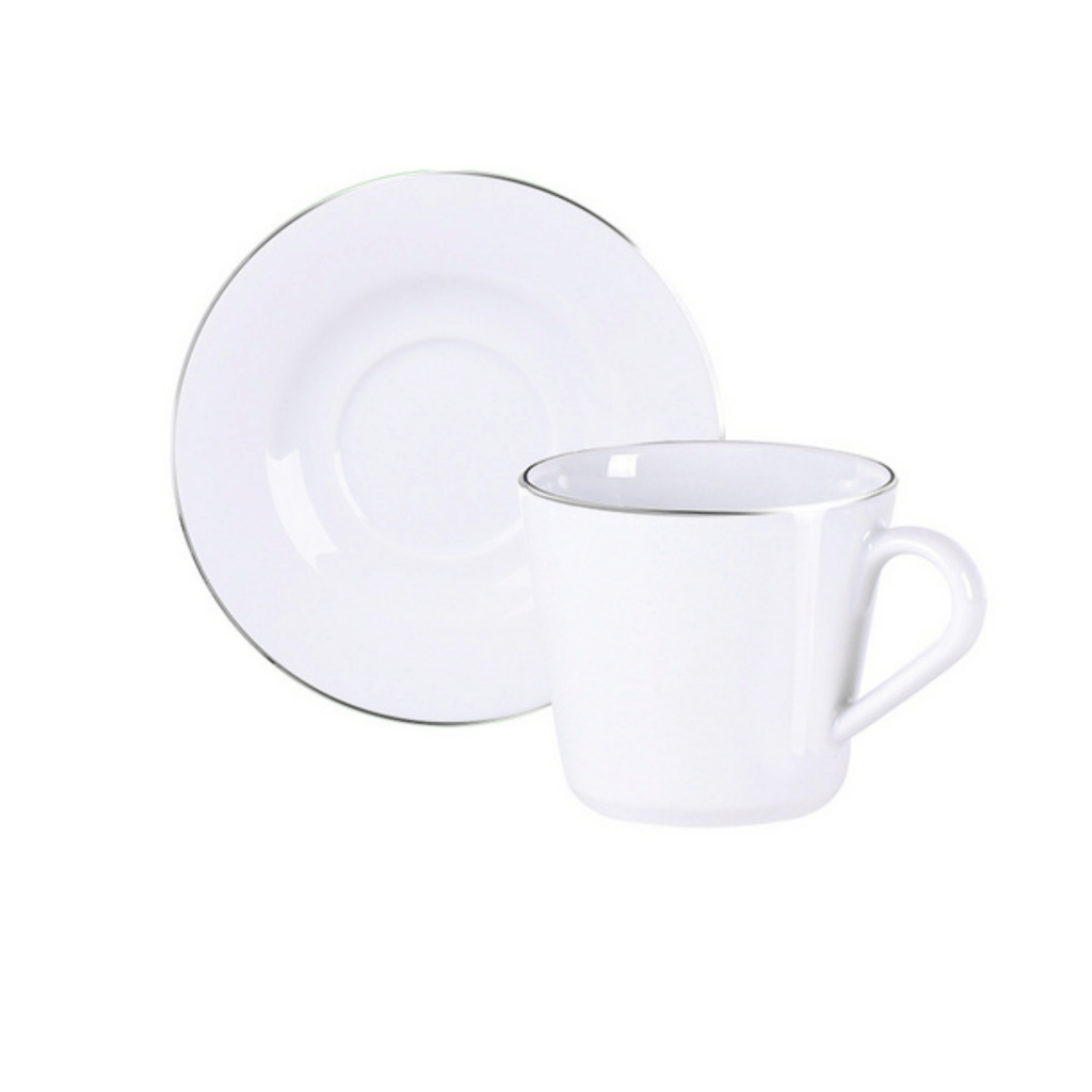 Aparelho de Jantar e Chá 30 Peças Joana em Porcelana Decorada Branca