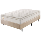 Conjunto Cama Box High Spring Casal Ecoflex 138x188x70cm Molas Superlastic Bege