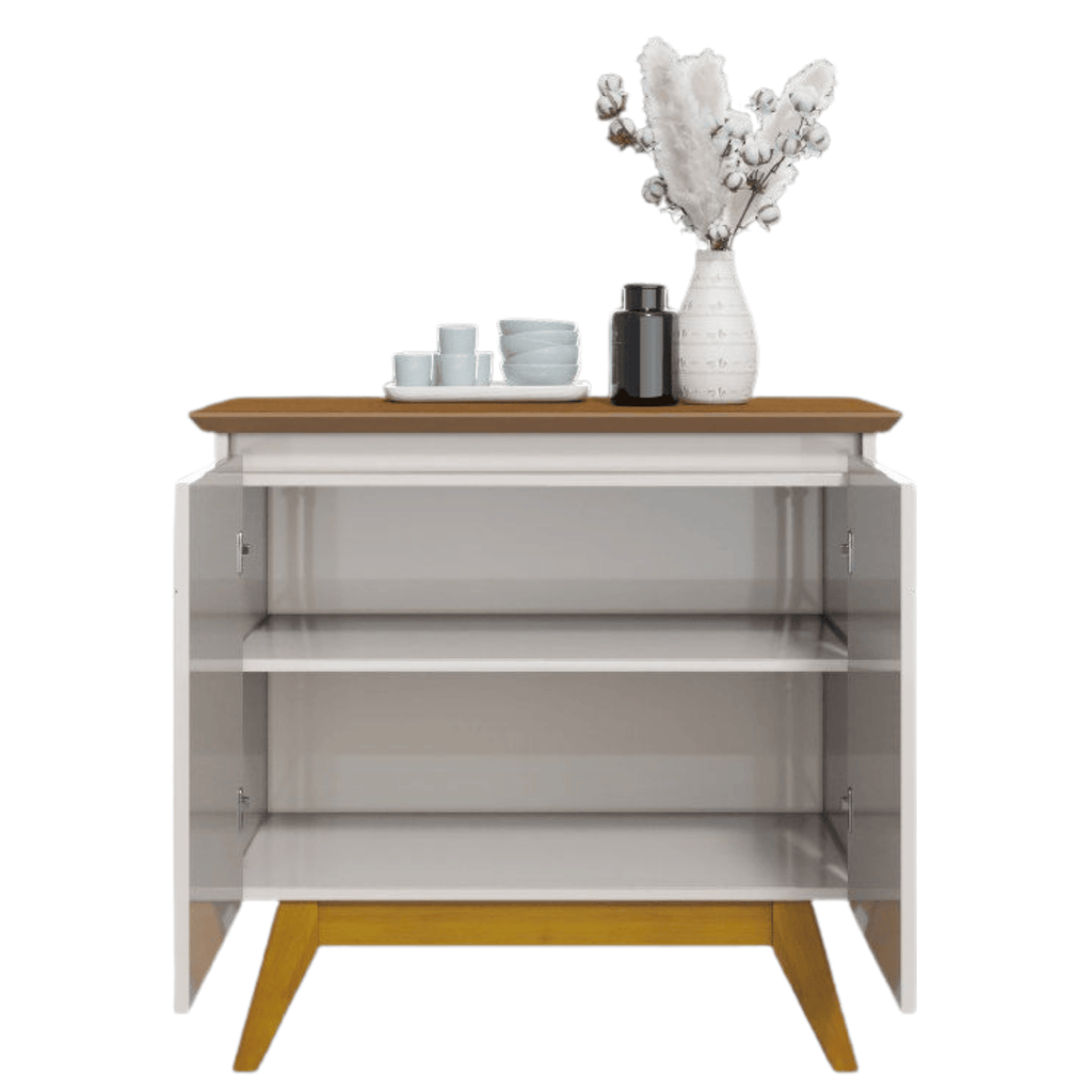 Balcão Buffet Classic Imcal 85cm 2 Portas Off White e Nature